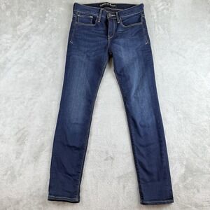 Express Jeans Womens 4S Blue Denim Supersoft Super Skinny Mid Rise Dark Wash
